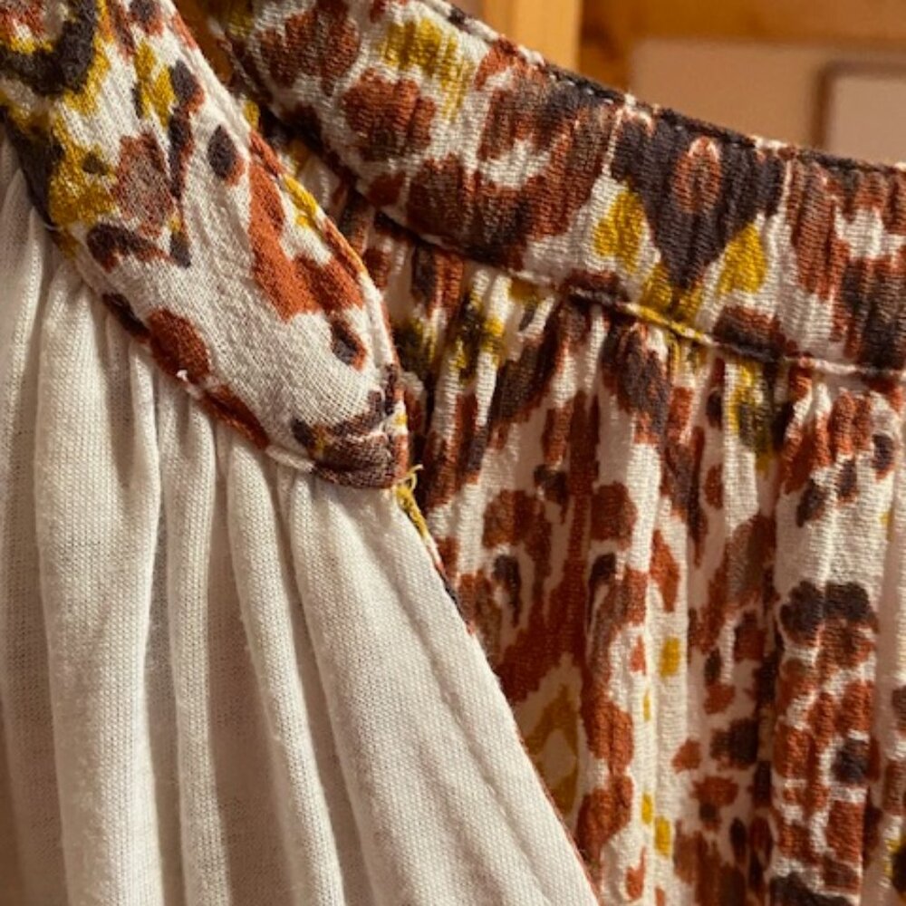 Garnet Hill Cream, Brown and Yellow Patterned Sleeveless Dress - Picture 10 of 14